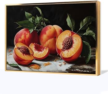 Amazon.co.jp: 絵画 新鮮な桃の断面図インテリア 絵画 油絵イラスト Amazon.co.jp: 絵画 新鮮な桃の断面図インテリア 絵画 油絵イラスト